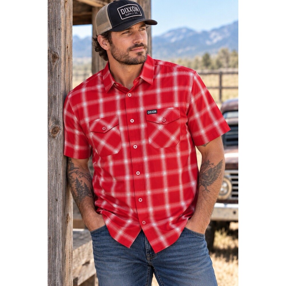 Dixxon Short Sleeve Red Plaid Shirt Bamboo Blend Size XL